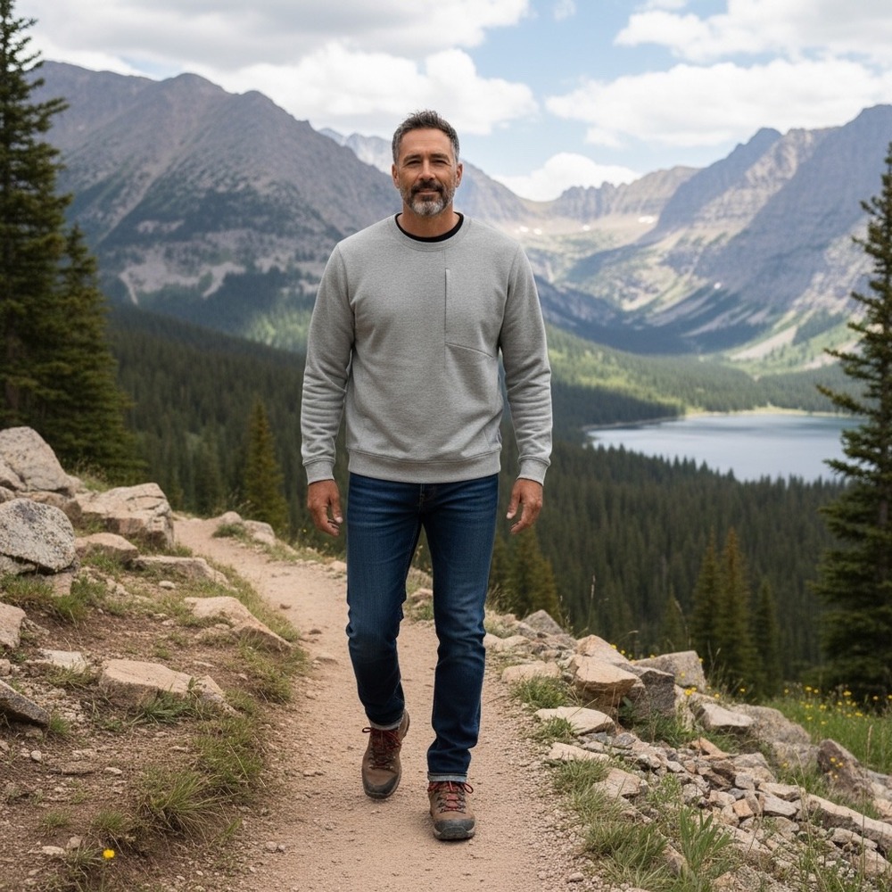 Lululemon Lab Mens XL Heathered Grey Crewneck Sweatshirt Zip Pocket 1293